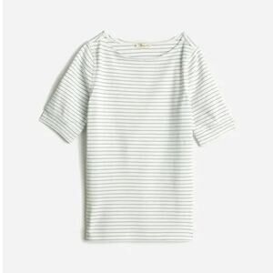 Madewell Ribbed Boatneck Tee Eyelet White Stripe Size XL NWOT